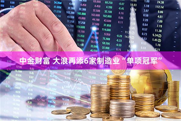 中金财富 大浪再添6家制造业“单项冠军”