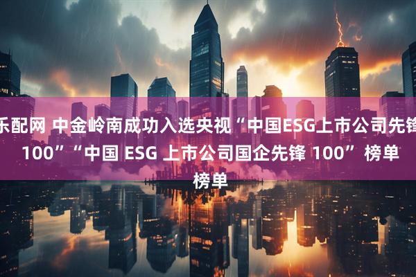 乐配网 中金岭南成功入选央视“中国ESG上市公司先锋 100”“中国 ESG 上市公司国企先锋 100” 榜单