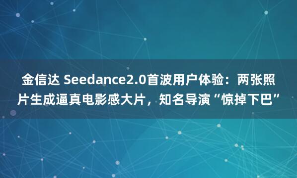 金信达 Seedance2.0首波用户体验：两张照片生成逼真电影感大片，知名导演“惊掉下巴”